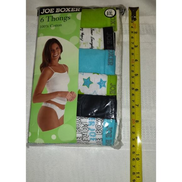 Joe Boxer Cotton Thong Panties SIZE 8 New In Package 6 Pair Kmart Fits 14-16 NIP - Picture 1 of 7